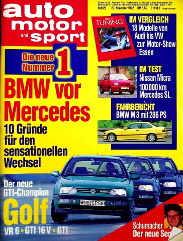 Deckblatt Auto Motor und Sport (25/1992)